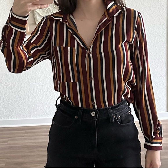 Striped Button Up Top - Picture 1 of 2